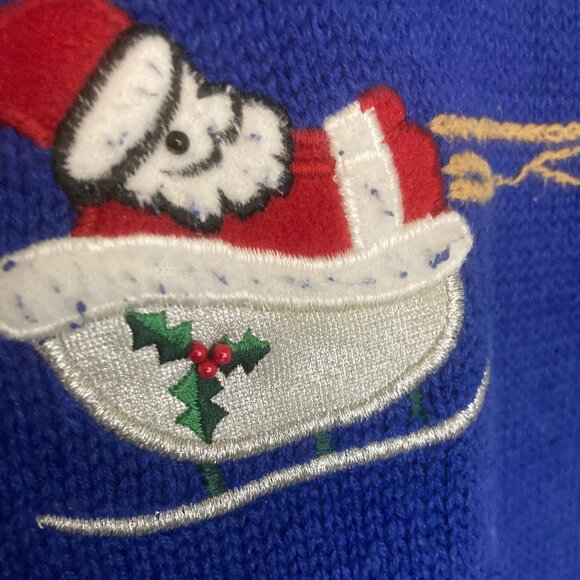 Women's Quacker Factory "Ugly Sweater" Size 1X Blue with Appliques - Picture 5 of 6